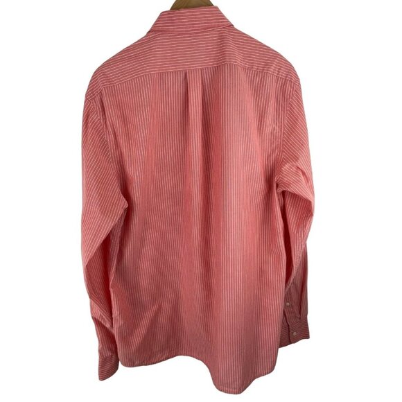 GAP Mens Size Large Fitted Red w/White Pinstripes Long Sleeve Button Up Shirt - Picture 4 of 7